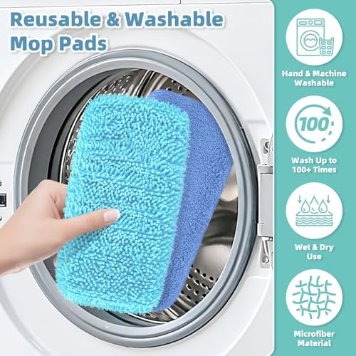 4 Pack Blue Reusable Mop Pads Fit - Image 6