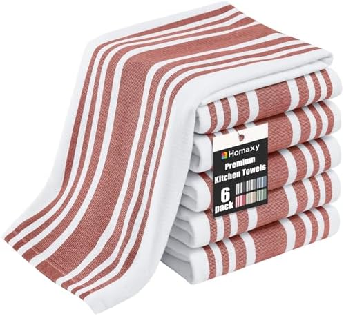Homaxy Premium Cotton Stripe Kitchen Towels 6 Pack by Homaxy