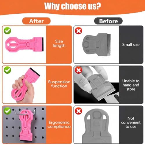 4 Pack Razor Blade Scraper, 25 Blades, Long Handle Scraper Tool - Image 5