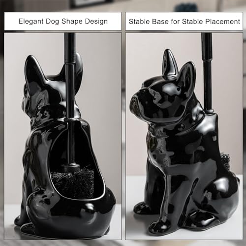 Comeon Ceramic Dog Black Toilet Brush and Holder Set - Image 2