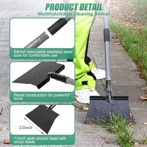 Suchtale Flat Shovel, 11-Inch Floor Scraper, Long Handle Weed Scraper - Image 3