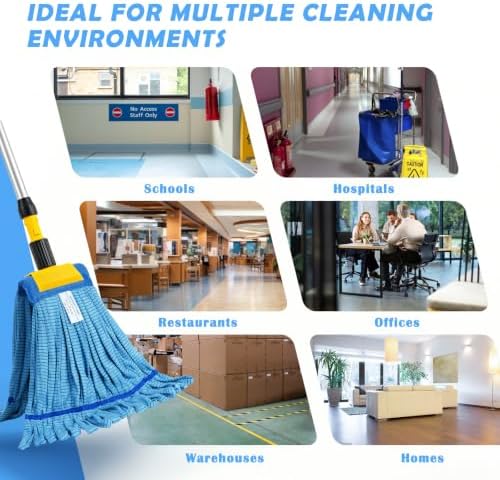 3 Pack Commercial Microfiber Mop Heads, 18 oz Heavy Duty Tube Refill -Green - Image 7