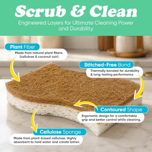 Organic Origin Plant Based Kitchen Sponges 12 Pack, Plant Based Sponges - Image 3