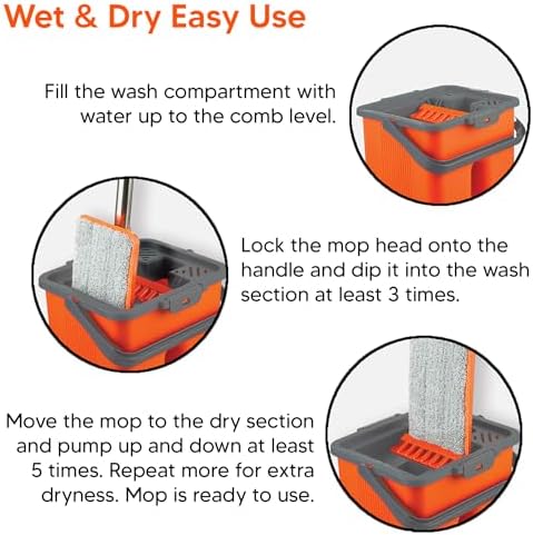 Macromax Flat Mop and Bucket Set, Microfiber Wet and Dry Mop - Image 4