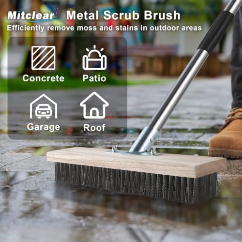 Mitclear Wire Brush Long Handle 57'' Remove Moss on Deck Concrete Patio - Image 2