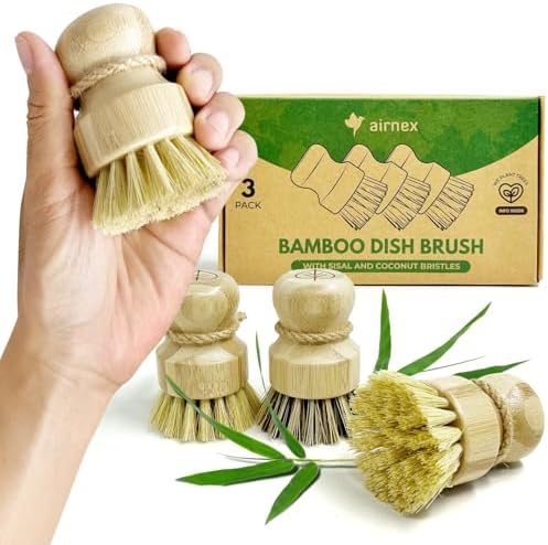 AIRNEX Bamboo Dish Brush Set of 3 by Airnex