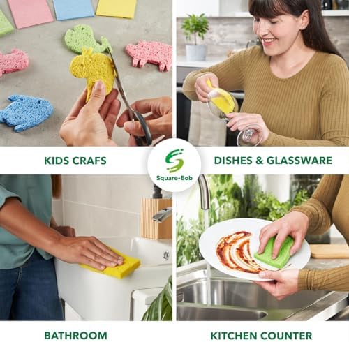 Compressed Non Scratch Kitchen Sponges, Highly Absorbent, 12 Pack - Image 6