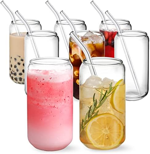 NETANY Drinking Glasses with Glass Straw - 16oz Glass Cups by NETANY