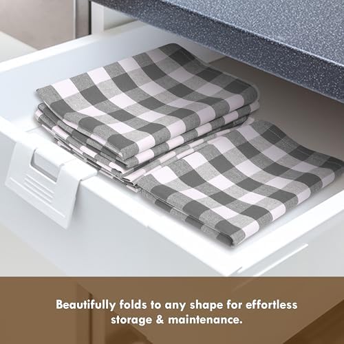 Gingham Checked Kitchen Towels 12 Pack, 100% Cotton, Absorbent Dish Towel - Image 5