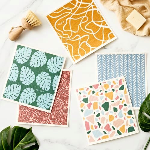 RECYCO Swedish Dishcloths for Kitchen | 5 Pack Urban Boho Terrazzo Washable - Image 2