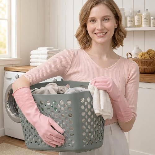 Rubber Dishwashing Gloves, 3 Pairs, Long Cuff Cleaning Gloves - Image 4