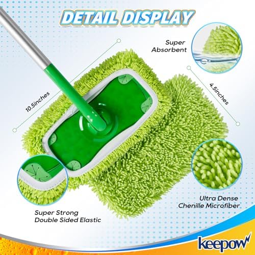 KEEPOW 6 Pack Reusable Microfiber Mop Pads Compatible - Image 3