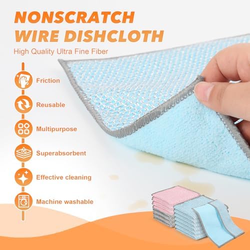 12PK Multipurpose Wire Dishcloth, Double-Side Mesh Scrubbing Cloth - Image 3
