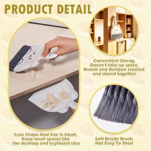 1 Set Small Broom Brush & Dustpan Set Table Cleaning Tools Rabbit - Image 3