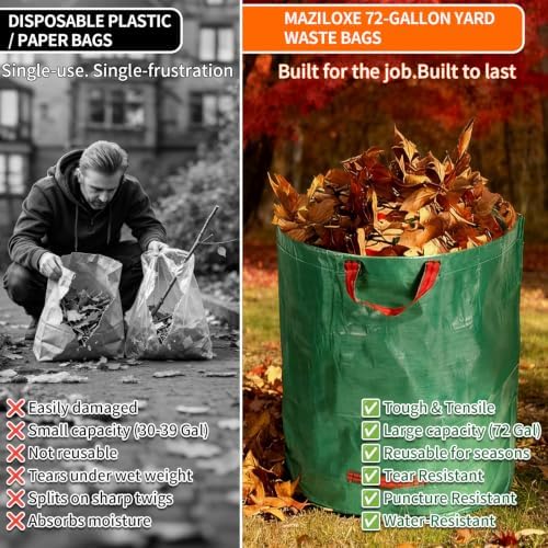 3Pack 72Gal Tear-Resistant Reusable Yard Waste Bags - Image 3