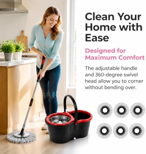 Spin Mop and Bucket Set, 360 Rotating Self-Wringing Floor Cleaner - Image 2