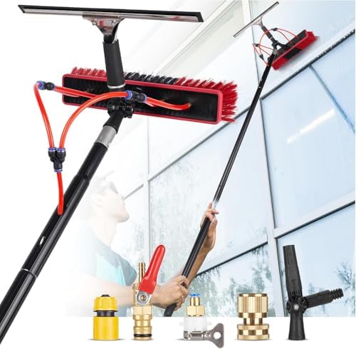 35ft Water Fed Pole Kit, Rotatable Solar Panel Cleaning Brush & Squeegee by ZKUAOGDI