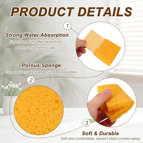 uxcell 6Pcs Cellulose Sponges, Square Kitchen Clean Sponges Non-Scratch - Image 3