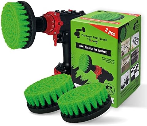 Premium Drill Brush Professional – Medium-Stiff 5 in Green Set of 3 | by Kornelypowerscrubbers