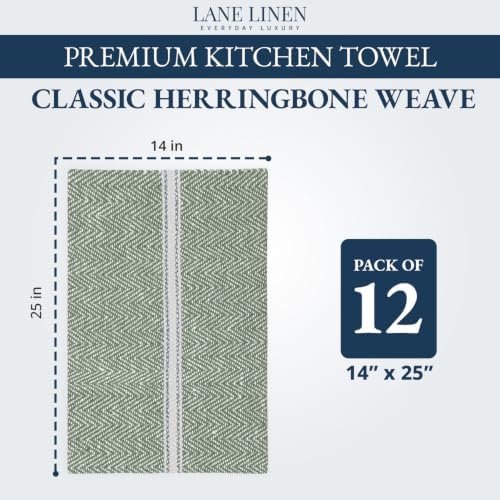 LANE LINEN 100% Cotton Dish Towels Absorbent Lint-Free 12 Pack - Image 2