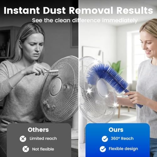 Fan Cleaner Brush with Bendable Microfiber Head, Reusable Washable Ceiling Fan - Image 5