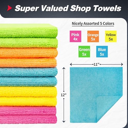 FIXSMITH Shop Towels, Microfiber Cleaning Cloth Bulk, 24 Pack Microfiber Towels - Image 2