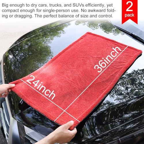 2 Pack XL Car Drying Towel – 1300GSM Ultra Absorbent Microfiber, Twisted Loop - Image 2