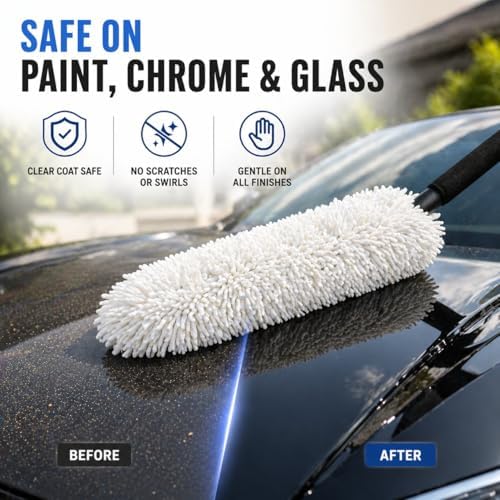 HI-TECH Industries Microfiber Jumbo Duster MFJD-1 – 27" Scratch-Free Car Duster - Image 3
