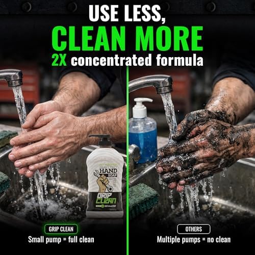 Heavy Duty Liquid Mechanic Hand Cleaner, 32 Fl Oz Pump Top, Nail Brush - Image 6