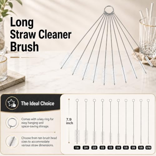 10 Pack Straw Cleaning Brushes, 10 Diameters, - Image 2