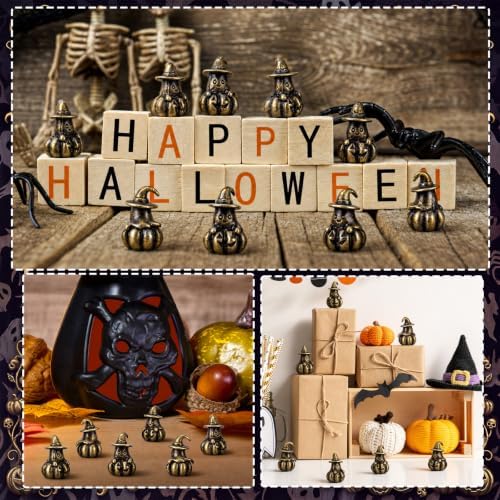 50 Pcs Halloween Mini Ghost Figurines Tiny Brass Color Pumpkin - Image 5