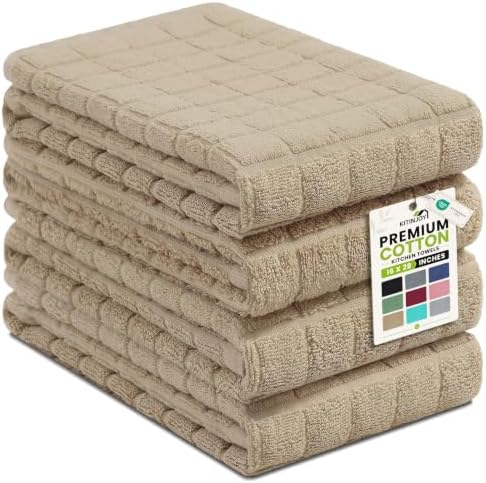 Kitinjoy Premium Cotton Check Kitchen Towels 4 Pack by Kitinjoy