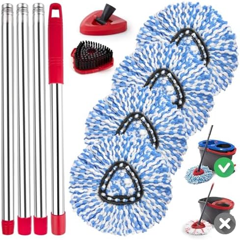 Spin Mop Replace Head for O-Cedar RinseClean 2-Tank Mop Refill, 4+3 Pack by Ucoolbe