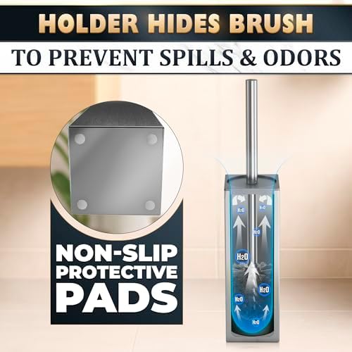 Stainless Steel Toilet Brush and Holder Set, Square Shape - Image 5