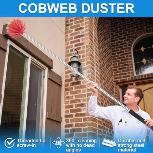 Cobweb Duster with Extension Pole, Medium Stiff Bristles Cobweb Duster Head - Image 5
