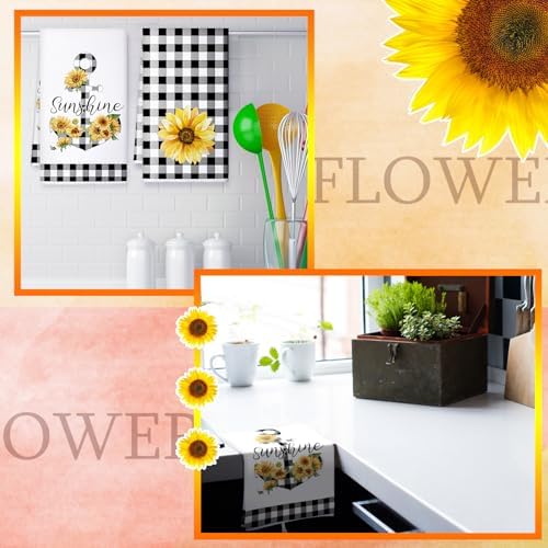 Bencailor 4 Pcs Sunflower Kitchen Towels Set, Hand Tea Towels Gifts - Image 7