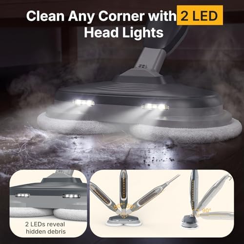 NEWBULIG Scrubbing Steam Mop, Spin Steam Mops - Image 4