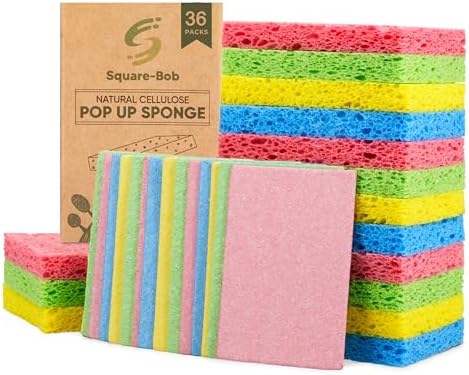Compressed Non Scratch Kitchen Sponges, Highly Absorbent, 36 Pack by Square-bob