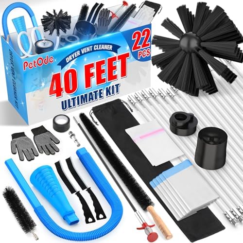 PetOde 22-piece 40-Feet Dryer Vent Cleaner Kit, Dryer Vent Cleaning Kit Lint by PetOde