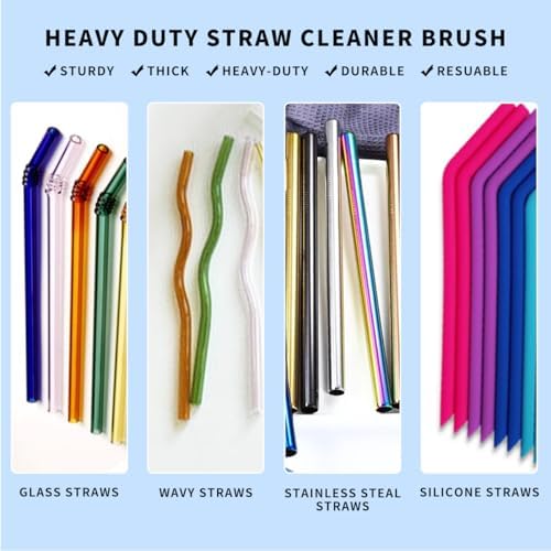 Extra Long 10 Inch Straw Cleaner Brush, Heavy Duty Thin Bristle Straw Brushes - Image 4