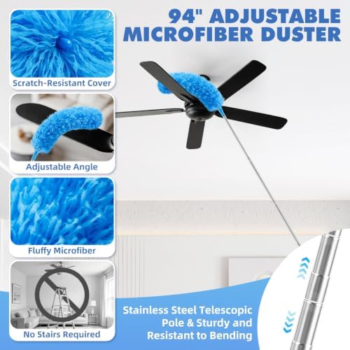 94'' Cobweb Duster with Extension Pole, Spider Web Brush - Image 3