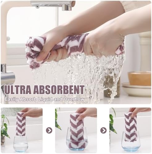 Homaxy 12 Pack Irregular Waves Kitchen Dish Cloths, 10 x 10 inches - Image 3