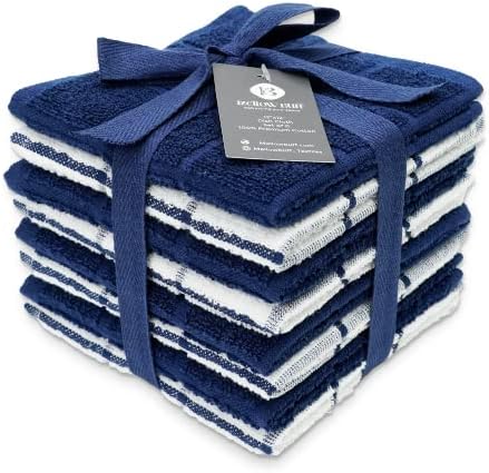 100% Cotton Terry Dish Cloth & Dish Towel, 8 Pack, Super Soft and Absorbent by Ecotribe
