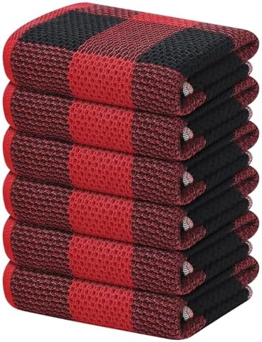 Homaxy 100% Cotton Plaid 6 Pack Kitchen Towels by Homaxy