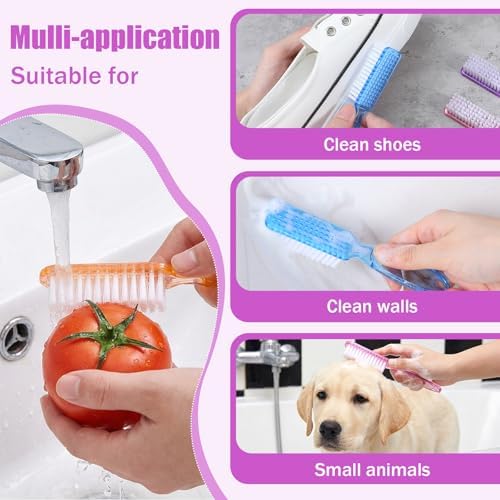 100 Pcs Nail Scrub Brushes Bulk Set, 5 Assorted Colors Handle Grip Nail Brushes - Image 6