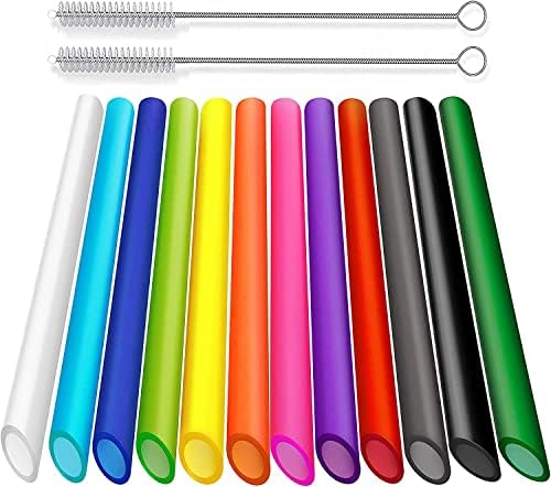ALINK 12 Pcs Reusable Boba Straws, 8.5-inch Smoothie Straws by ALINK