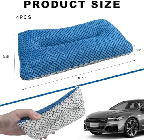 4 PCS Two-Sided Car Wash Sponge, Non-Scratch Microfiber Sponge Pad Soft Mesh - Image 2