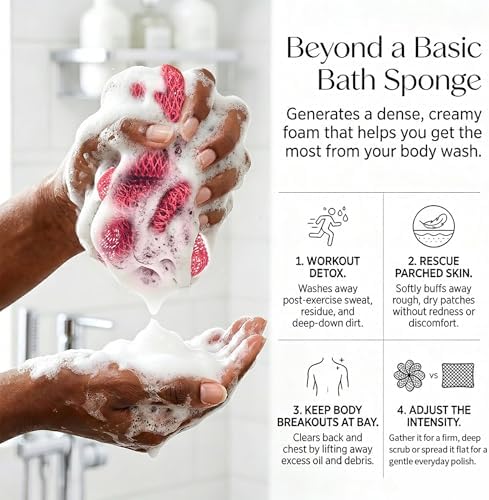 UJFQBH African Net Sponge Authenti, Exfoliating Body Scrubber - Image 3