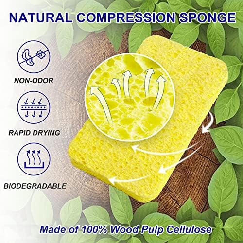 CELOX 12 Pack Cellulose Compressed Sponges, Natural Wood Pulp Thicker - Image 2