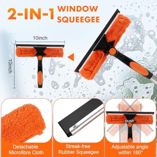 Window Washing Kit with Extension Pole 20FT, Squeegee - Image 3